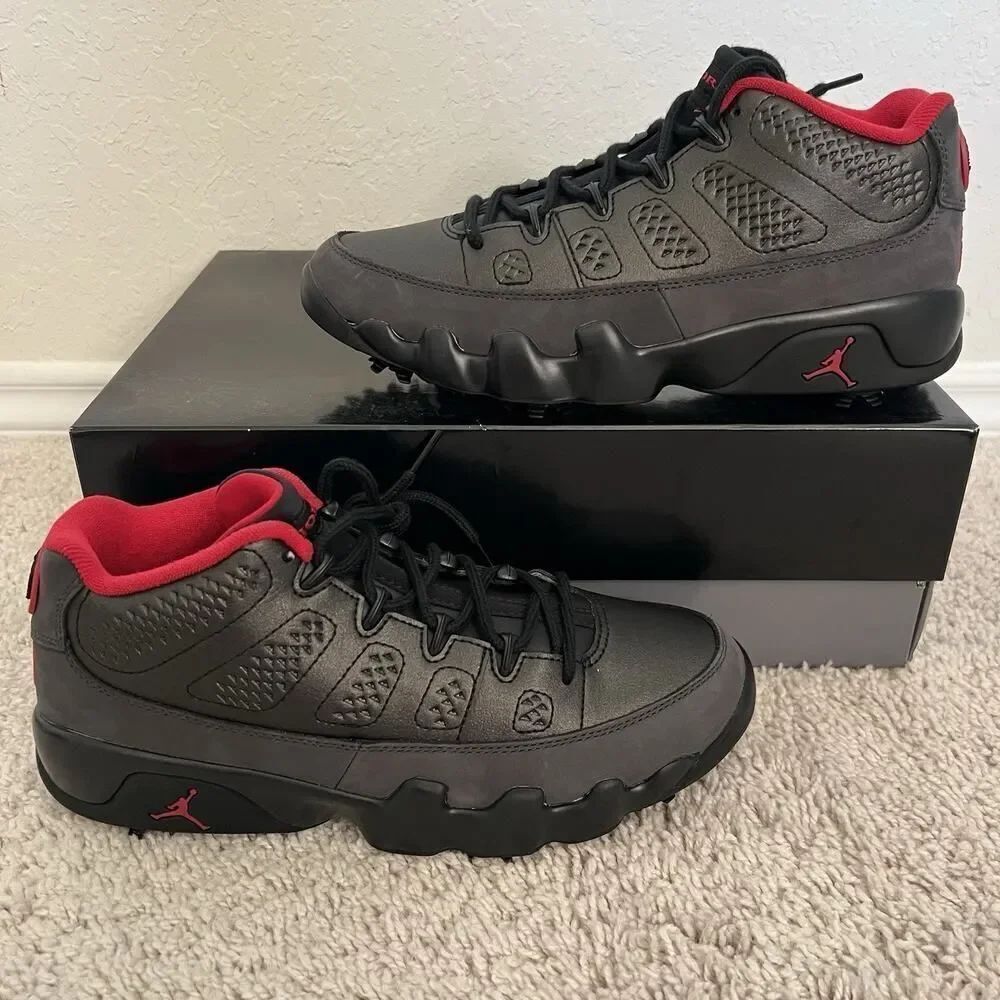 Jordan 9 Retro Low Golf Sneakers Black True Red FJ5934 002 Men's Size 8 New